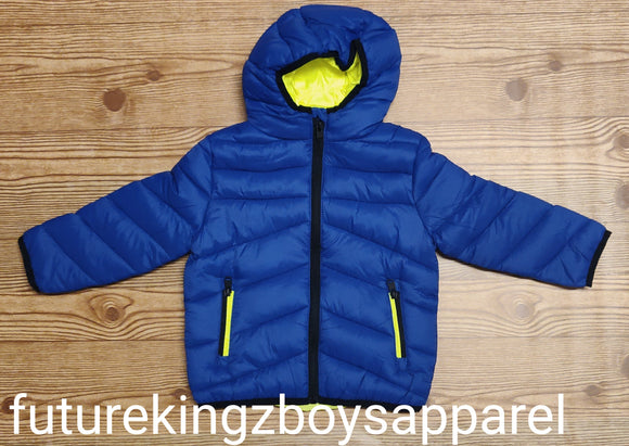 Royal/Lime Boys/Toddlers Puffa Coat - Future Kingz Boys Apparel & Accessories 